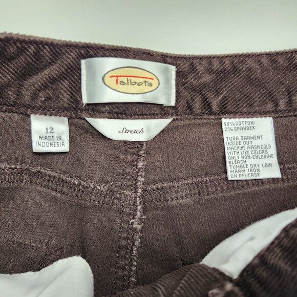Talbots Corduroy Pants Size 12 /14 Chocolate Brown Straight Leg Mid Rise 34 x 31 - Picture 3 of 8